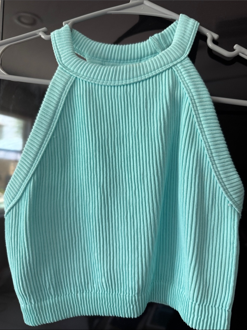 aerie Ribbed Halter Crop Top in Aqua